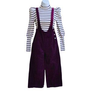 Habitual Girl Purple Corduroy Pinafore Overalls Knit Sweater Top Outfit Set 2pc